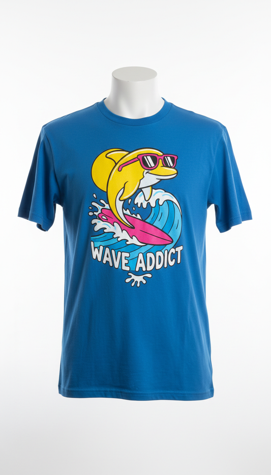 Ocean Blue Tee With Surf Text