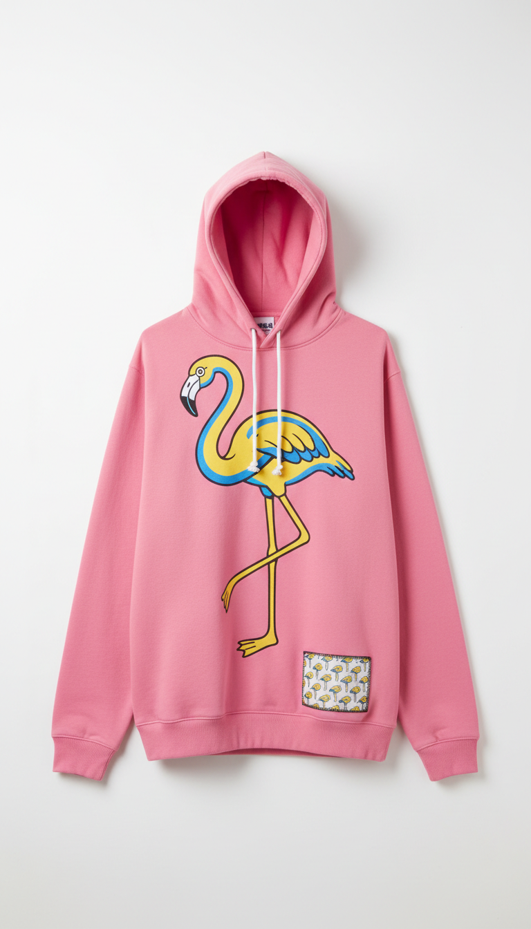 Pink Flamingo Hoodie With Playful Print