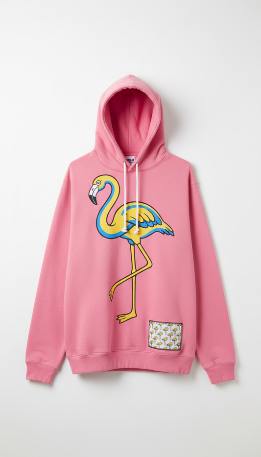 Pink Flamingo Hoodie With Playful Print