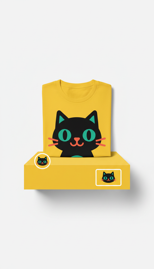 Sunshine Yellow Cat Graphic Tee